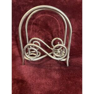 Heavy Metal Napkin Holder -‎ 6in x 5in - Silverish Swirl Design (1879)